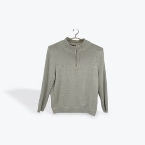 Even Tide Mens XXL Quarter Zip Sweater Gray Mock‎ Neck Long Sleeve Pullover